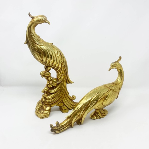 Syroco Other - Vintage Hollywood Regency Syroco Golden Peacock Statues